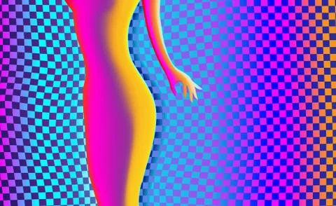 Gradient background texture with elegant slim girl. Stock Illustration