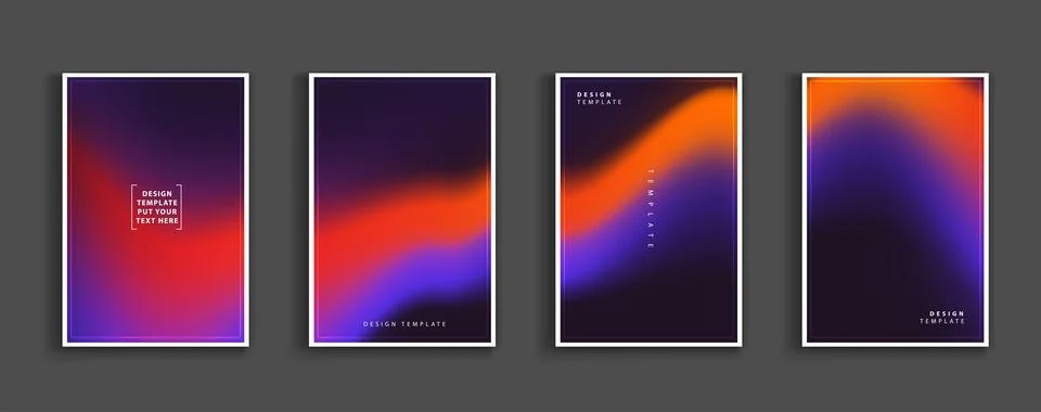 Gradient backgrounds vector set. soft tender orange, red, black and blue co.. 스톡 일러스트