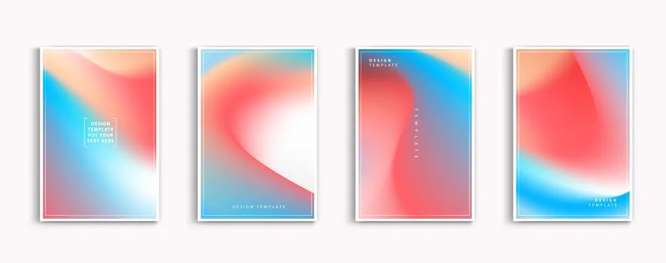 Gradient backgrounds vector set. soft tender orange, red, white and blue co.. Illustrazione stock