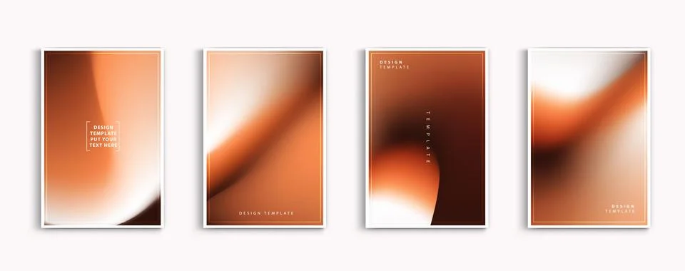 Gradient backgrounds vector set. soft tender orange, brown and white tones,.. Illustrazione stock