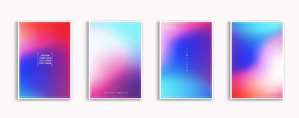 Gradient backgrounds vector set. soft tender orange, red, white and blue co.. 스톡 일러스트