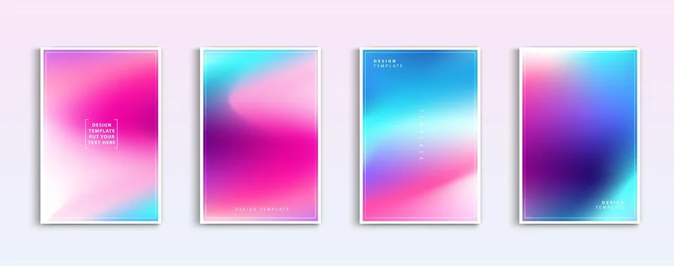 Gradient backgrounds vector set. soft tender orange, red, white and blue co.. Illustrazione stock