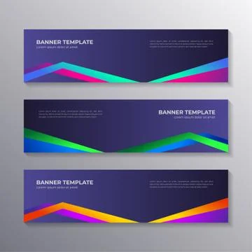 Gradient banner template, modern cool geometric shape neon glow, Applicable f Stock Illustration