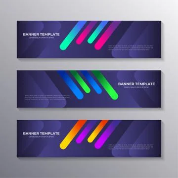 Gradient banner template, modern cool geometric shape neon glow, Applicable f Stock Illustration