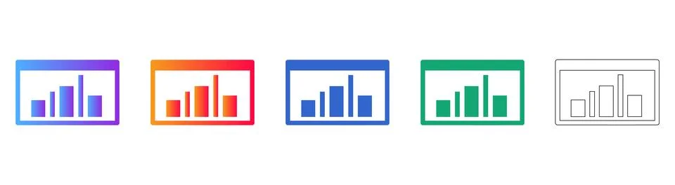 Gradient Bar Chart Analytics Icons Stock Illustration