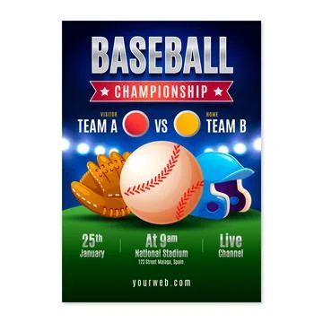 Gradient baseball poster template Stock Illustration