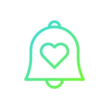 Gradient Bell Icon with Heart, Notification Symbol Illustrazione stock