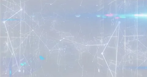 Gradient bg starting node clustering and drifting lines shifting pulsing flares Stock Footage 327003445