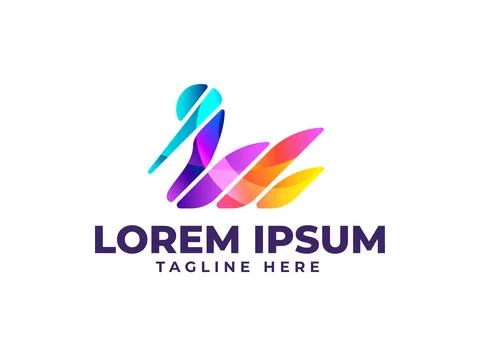 Gradient bird logo design template Stock Illustration