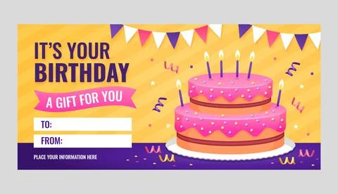Gradient birthday gift voucher design Stock Illustration
