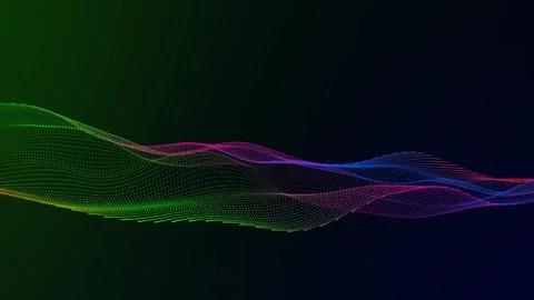 Gradient black dot particle line wave background Stock Photos