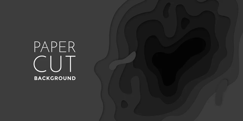 Gradient black paper layers vector pattern background 3D papercut banner Stockillustratie