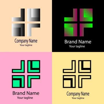 Gradient Block Cross logo design Illustrazione stock