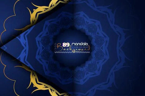 Gradient blue and gold background featuring an intricate circular pattern Illustrazione stock