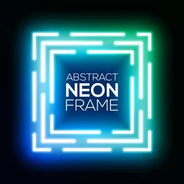 Gradient blue and green neon light abstract square Stock Illustration