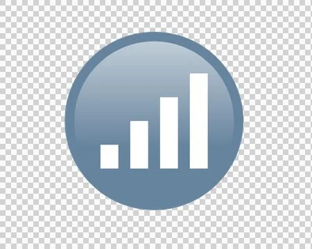 Gradient blue antenna signals bars round corner square icon button Stock Illustration
