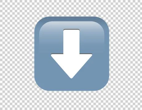Gradient blue arrow pointing down round corner square icon button Stock Illustration