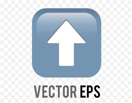 Gradient blue arrow pointing up round corner square icon button Stock Illustration
