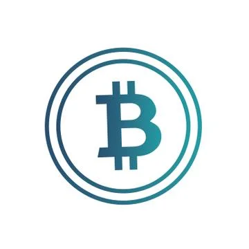 Gradient blue bitcoin icon isolated on white background. Crypto-currency market Stock Illustration