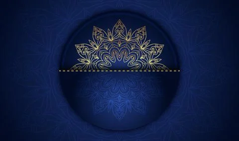 Gradient blue color creative golden color mandala creative art style Illustrazione stock