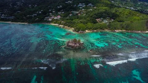 Gradient of Blue: Deep Ocean Water Fading into Turquoise Lagoon Stock Photos