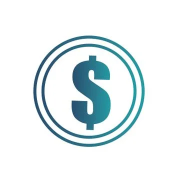 Gradient blue dollar icon isolated on white background. Vector illustration. Stock Illustration