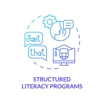 Gradient blue icon structured literacy programs concept Stock Illustration
