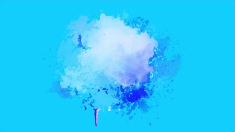 Gradient Blue Ink Splatter Animation. Abstract Ink Brush Strokes.  Stock Footage 219430831
