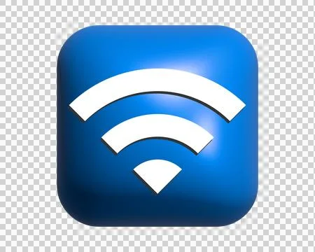 Gradient blue internet wireless WIFI button square 3D icon Stock Illustration