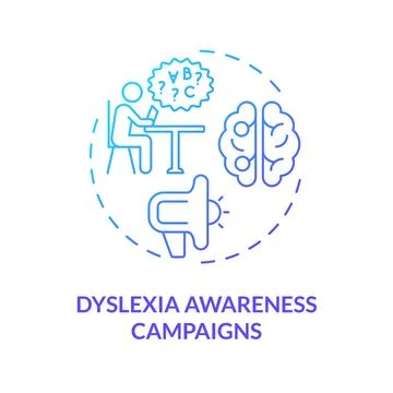 Gradient blue line icon dyslexia awareness campaigns concept 스톡 일러스트