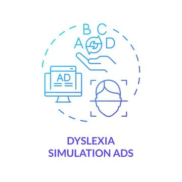 Gradient blue line icon dyslexia simulation ads concept Stock Illustration