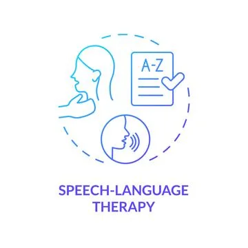 Gradient blue line icon speech language therapy concept 스톡 일러스트