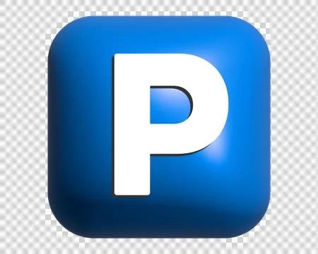 Gradient blue P button is the letter P inside square 3D icon Illustrazione stock