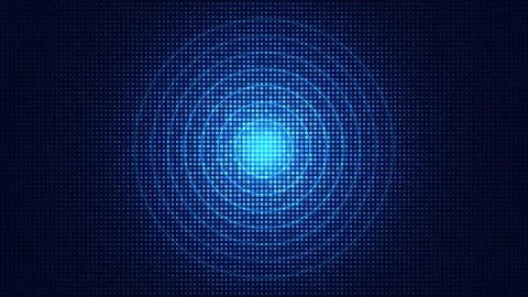 Gradient blue rings pulse with halftone dots in radial motion Stock Footage 329305919