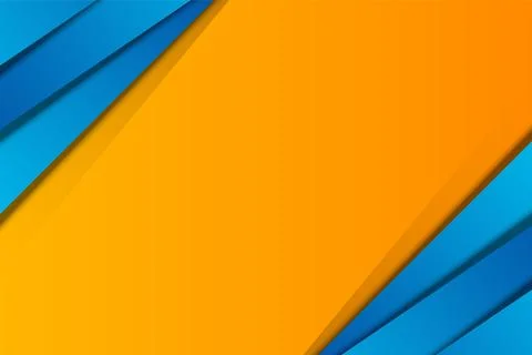 Gradient blue stripes overlapping layer on orange background. Stock Illustration