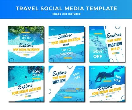 Gradient blue tour advertising square template Stock Illustration