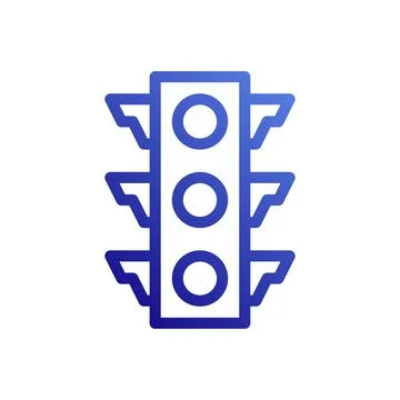 Gradient blue traffic light icon on white background Illustrazione stock