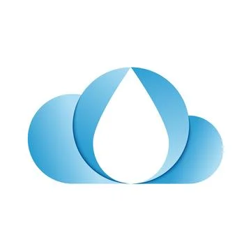 Gradient blue water drop inside cloud shape icon for modern eco tech, weath.. Stock Illustration