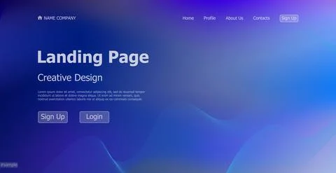 Gradient blue web template landing page digital website landing page design c Illustrazione stock