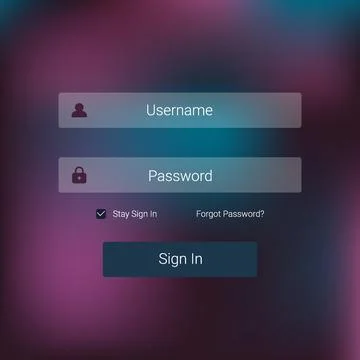 Gradient Blur Login UI Template Design Ilustração Stock