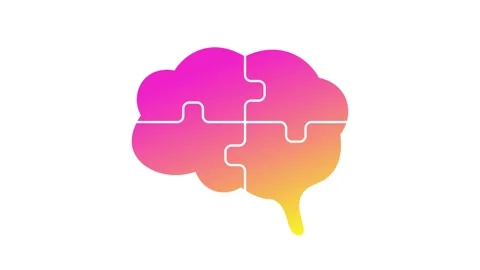 Gradient brain shaped like a puzzle. Stock Footage 347590331