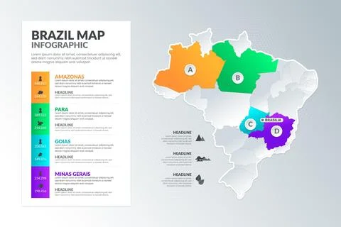 Gradient brazil map infographic Stock Illustration