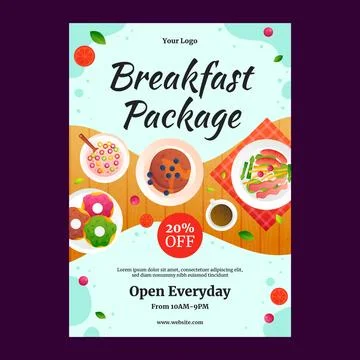 Gradient breakfast and brunch poster design Stock Illustration