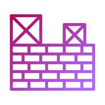 Gradient Brick Wall With Two Top Square Sections Stock Illustration