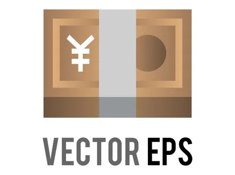 Gradient brown banded stack of yen banknotes cash money icon Stock Illustration