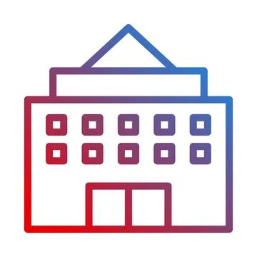 Gradient Building Icon with Triangular Roof Design Ilustración de archivo
