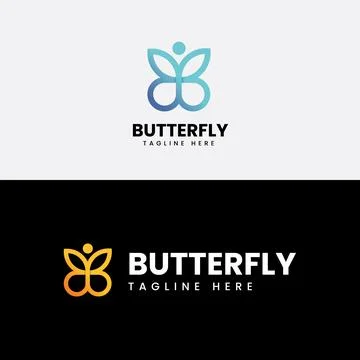 Gradient Butterfly logo and icon Stock Illustration