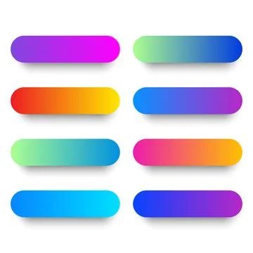 Gradient button set with colorful rounded bars, smooth transitions, soft sh.. Stockillustratie