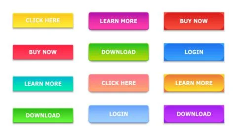 Gradient buttons. Rectangular next page button. Colorful gradients web icons Stock Illustration