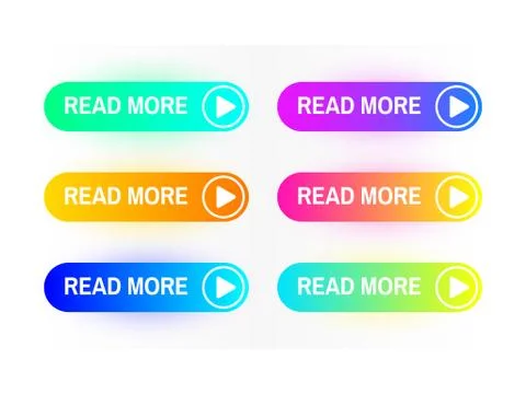 Gradient buttons set isolated on white background. Read More button concept Stock Illustration